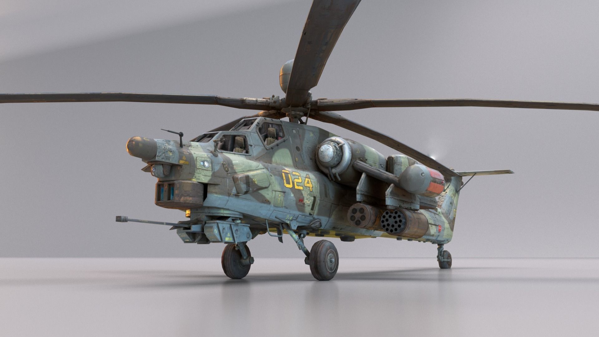Russian Mi28 Havoc attack helicopter Low-poly 3D model_2