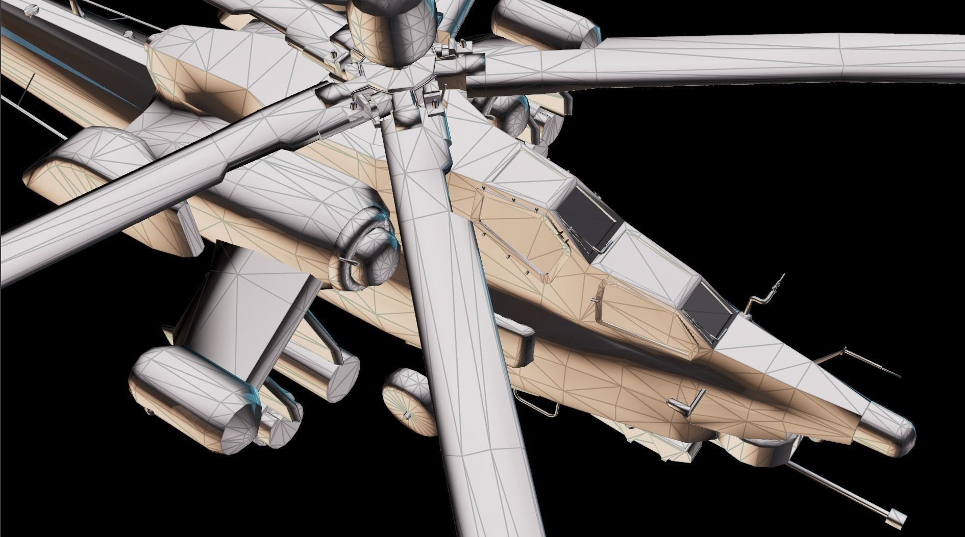 Russian Mi28 Havoc attack helicopter Low-poly 3D model_3