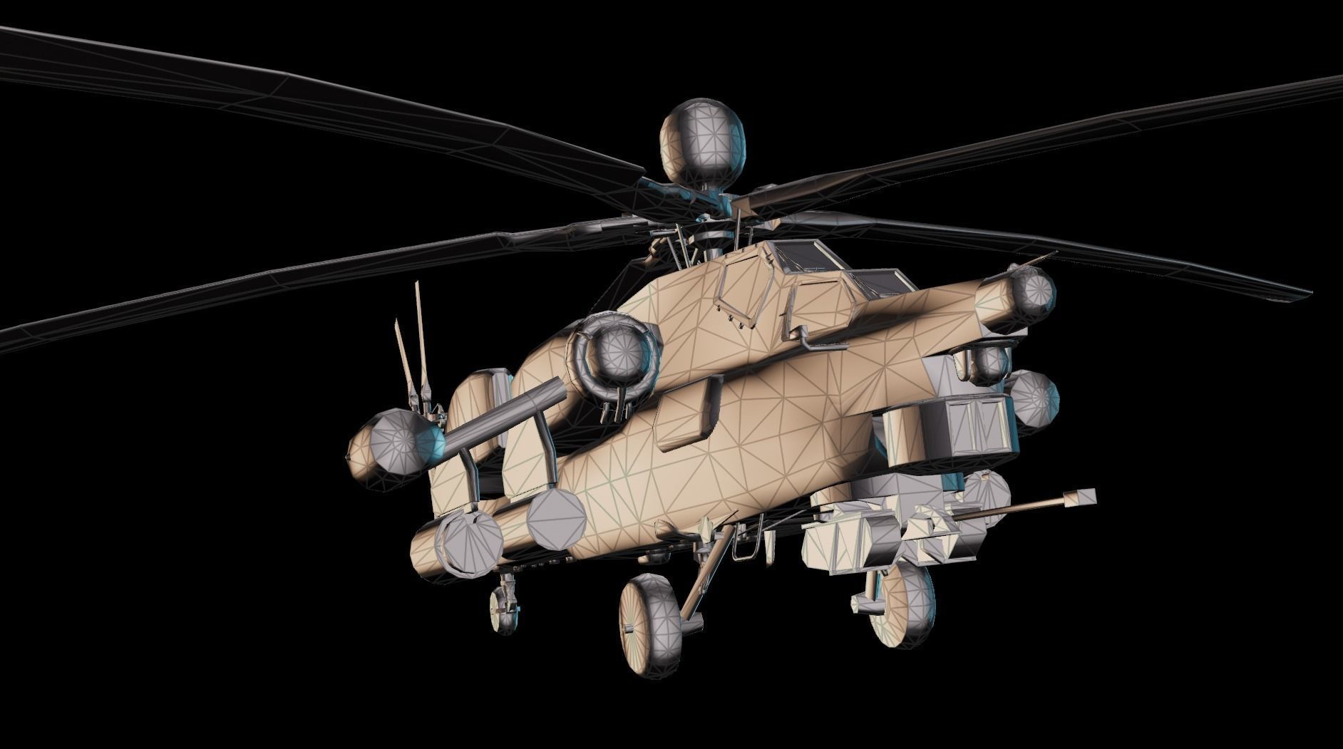 Russian Mi28 Havoc attack helicopter Low-poly 3D model_4