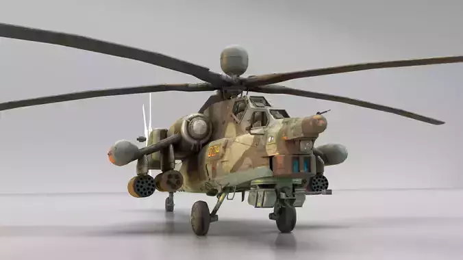 Russian Mi28 Havoc attack helicopter Low-poly 3D model