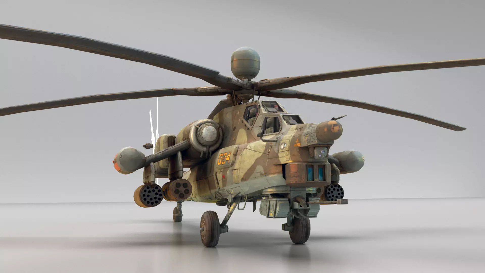 Russian Mi28 Havoc attack helicopter Low-poly 3D model_0