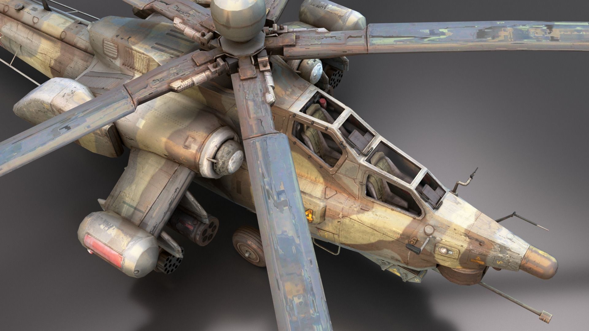 Russian Mi28 Havoc attack helicopter Low-poly 3D model_1