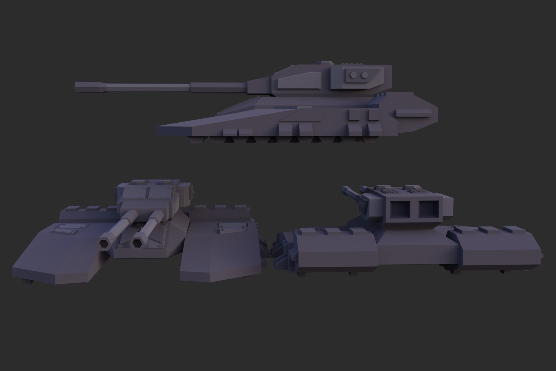 Lowpoly Tanks Low-poly 3D model_4