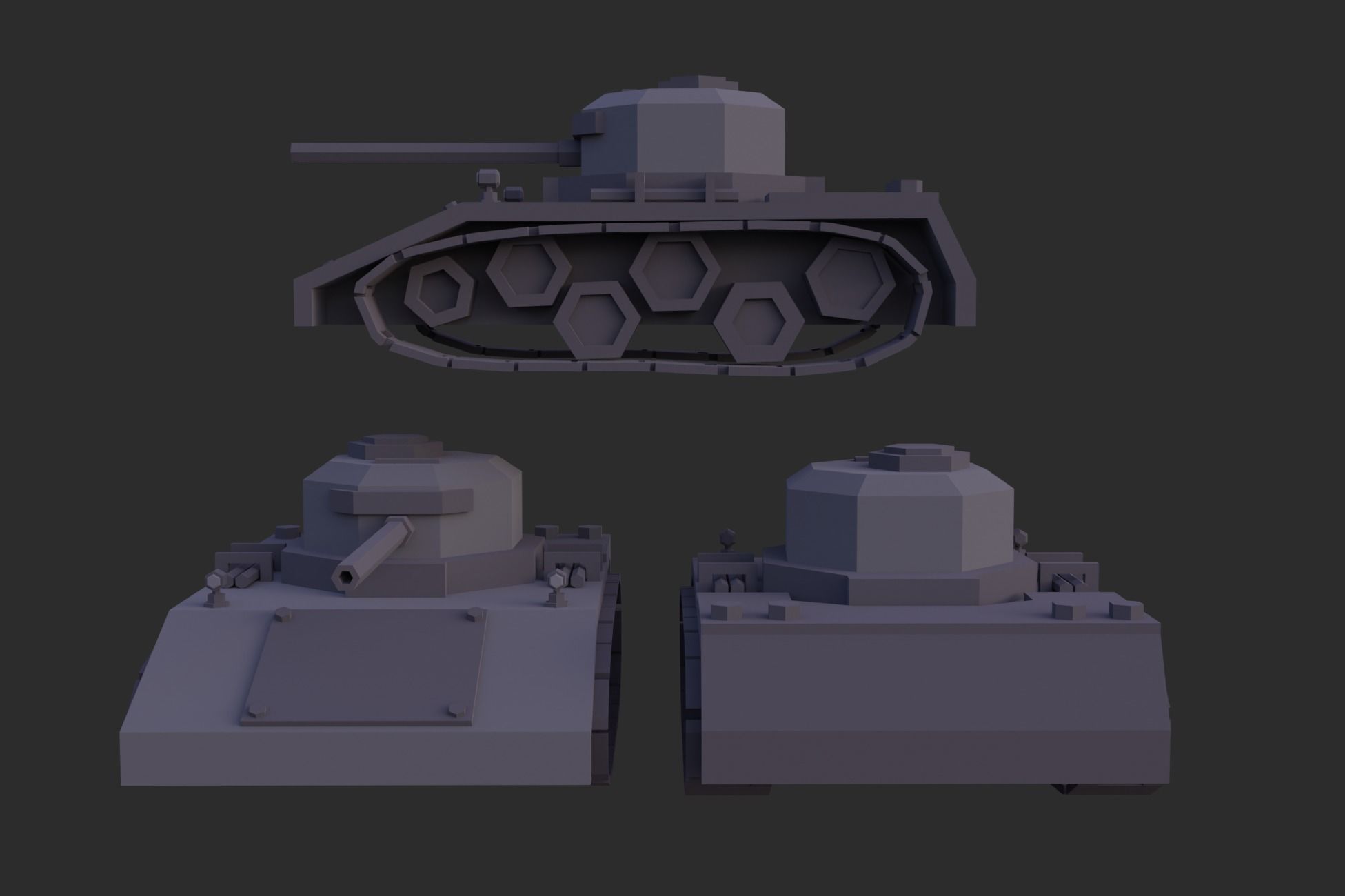 Lowpoly Tanks Low-poly 3D model_3