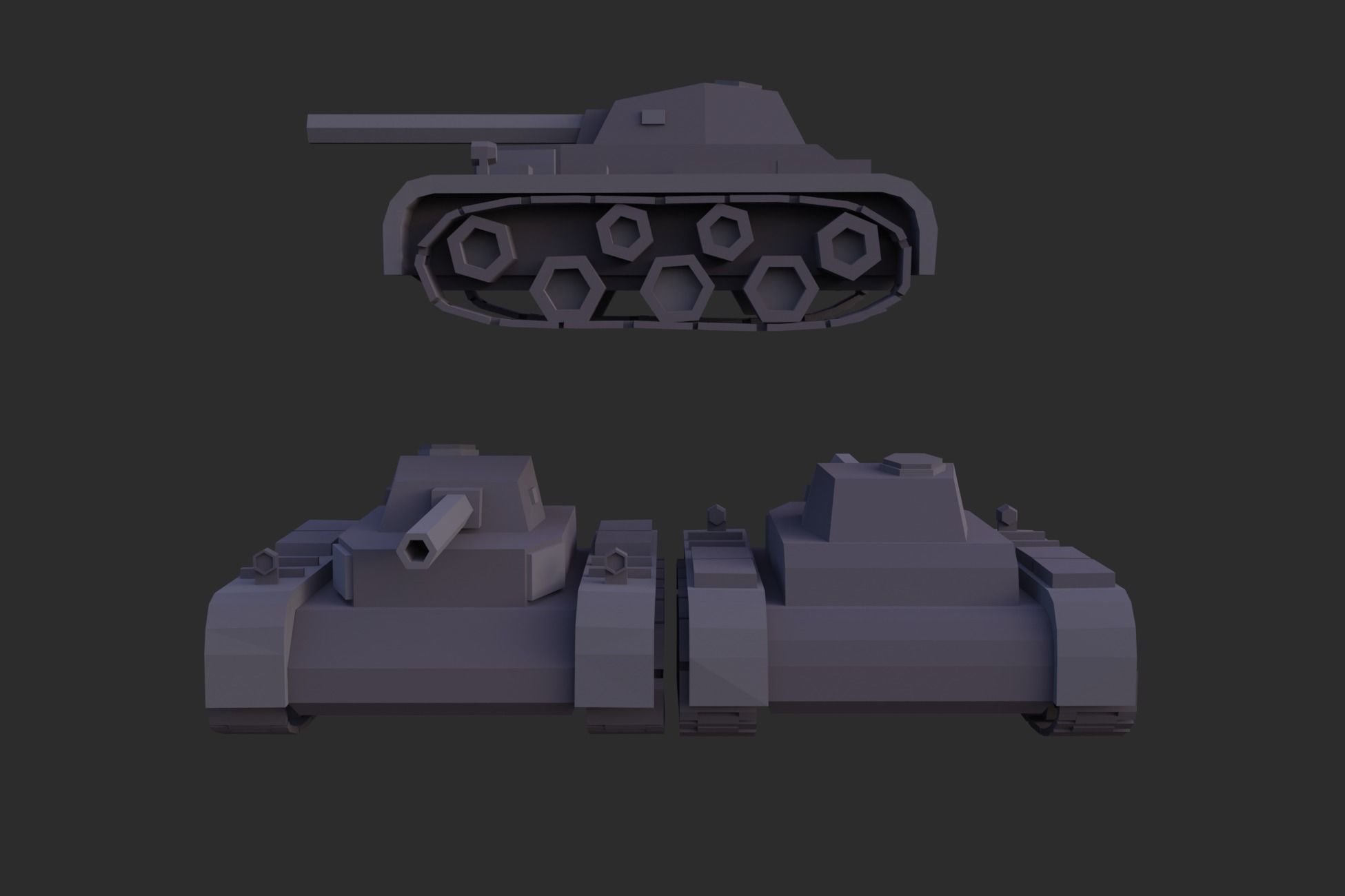 Lowpoly Tanks Low-poly 3D model_5
