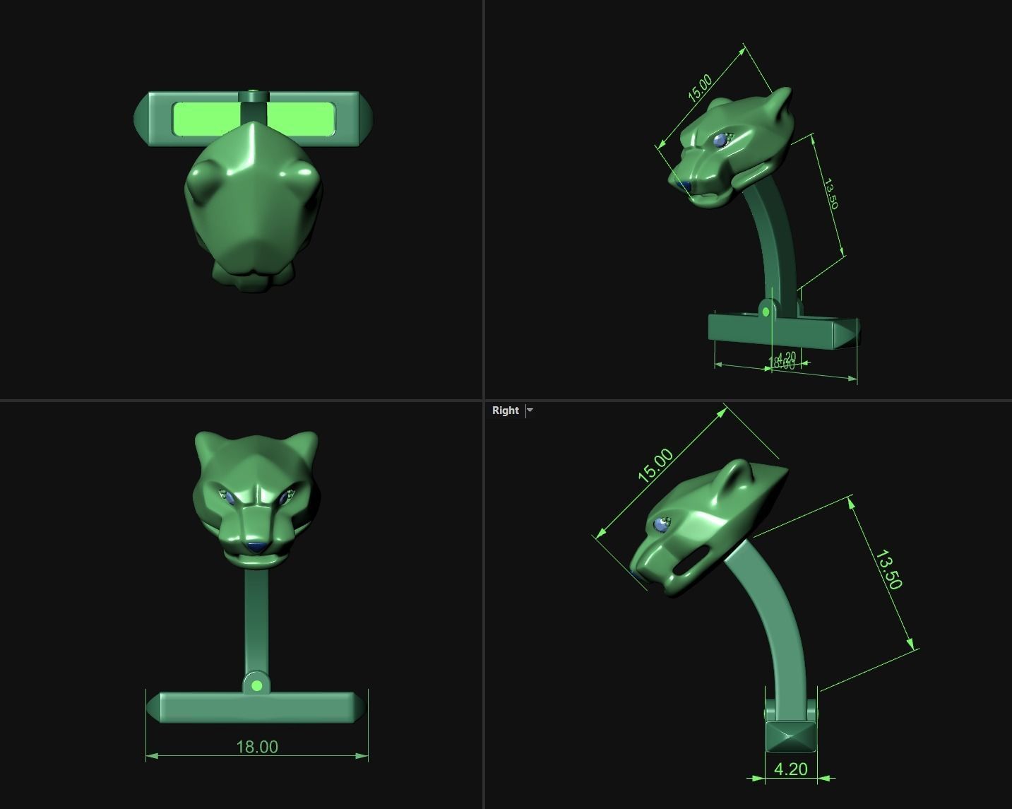 Panther Cufflinks 3D print model_6