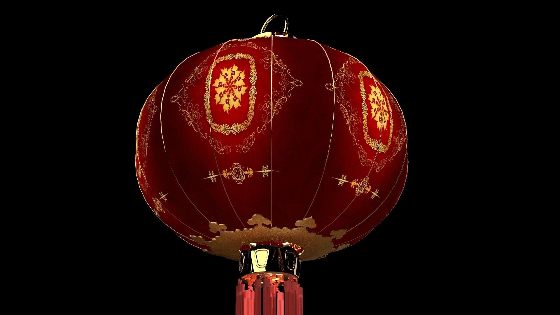 Chinese red lantern 3D model_2