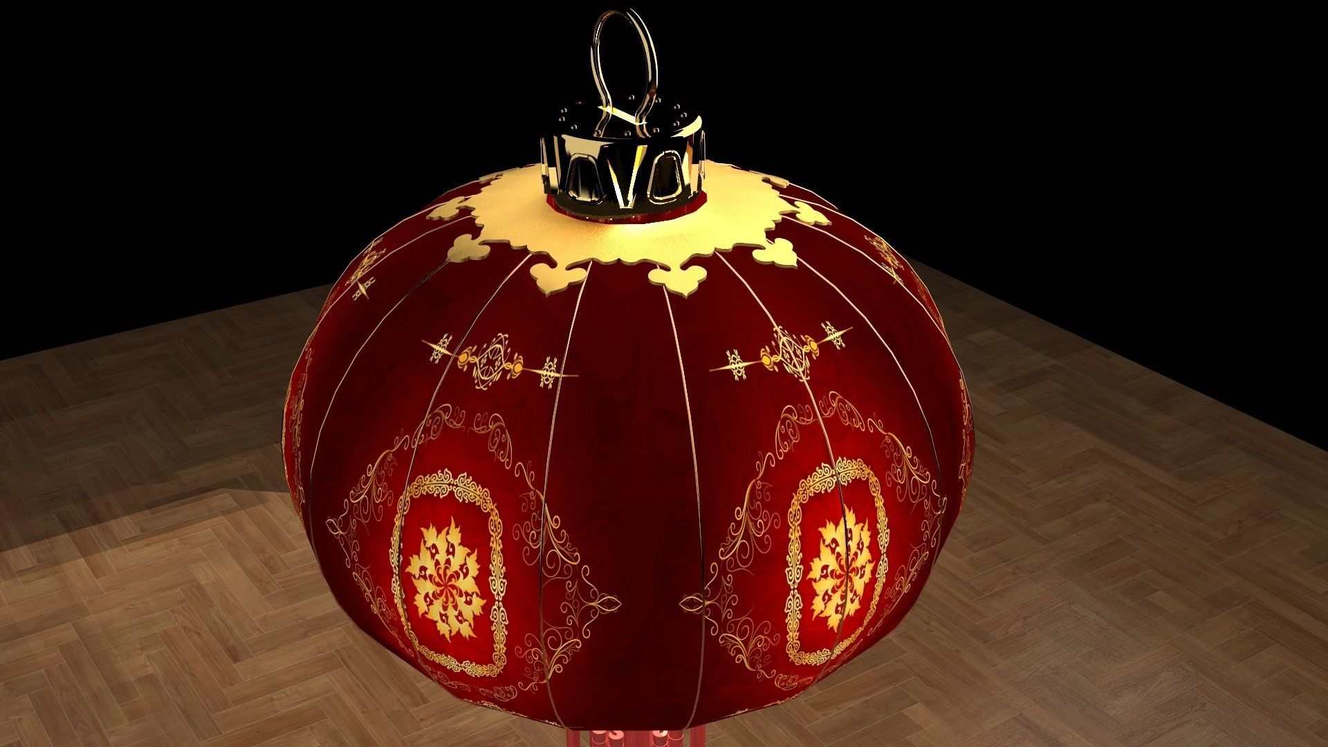 Chinese red lantern 3D model_4