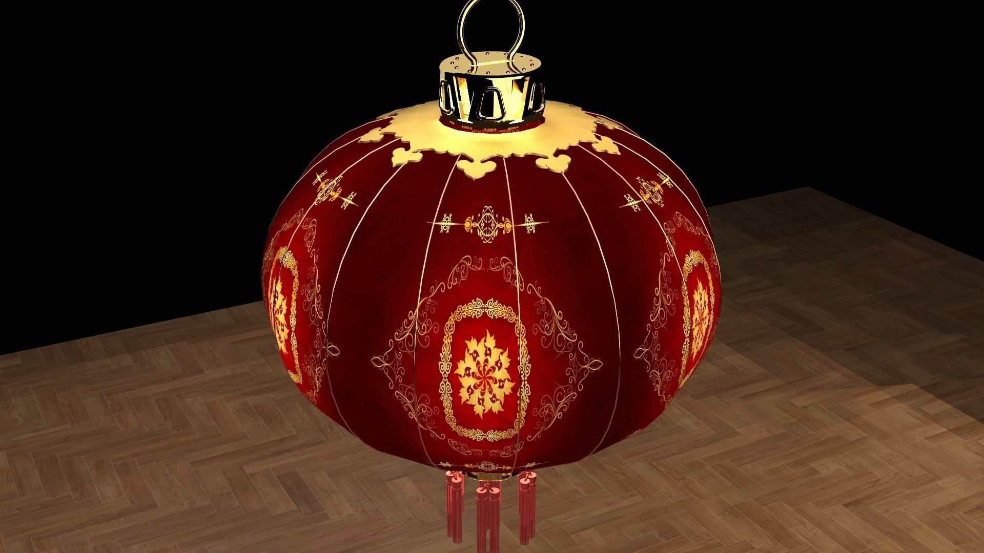 Chinese red lantern 3D model_3