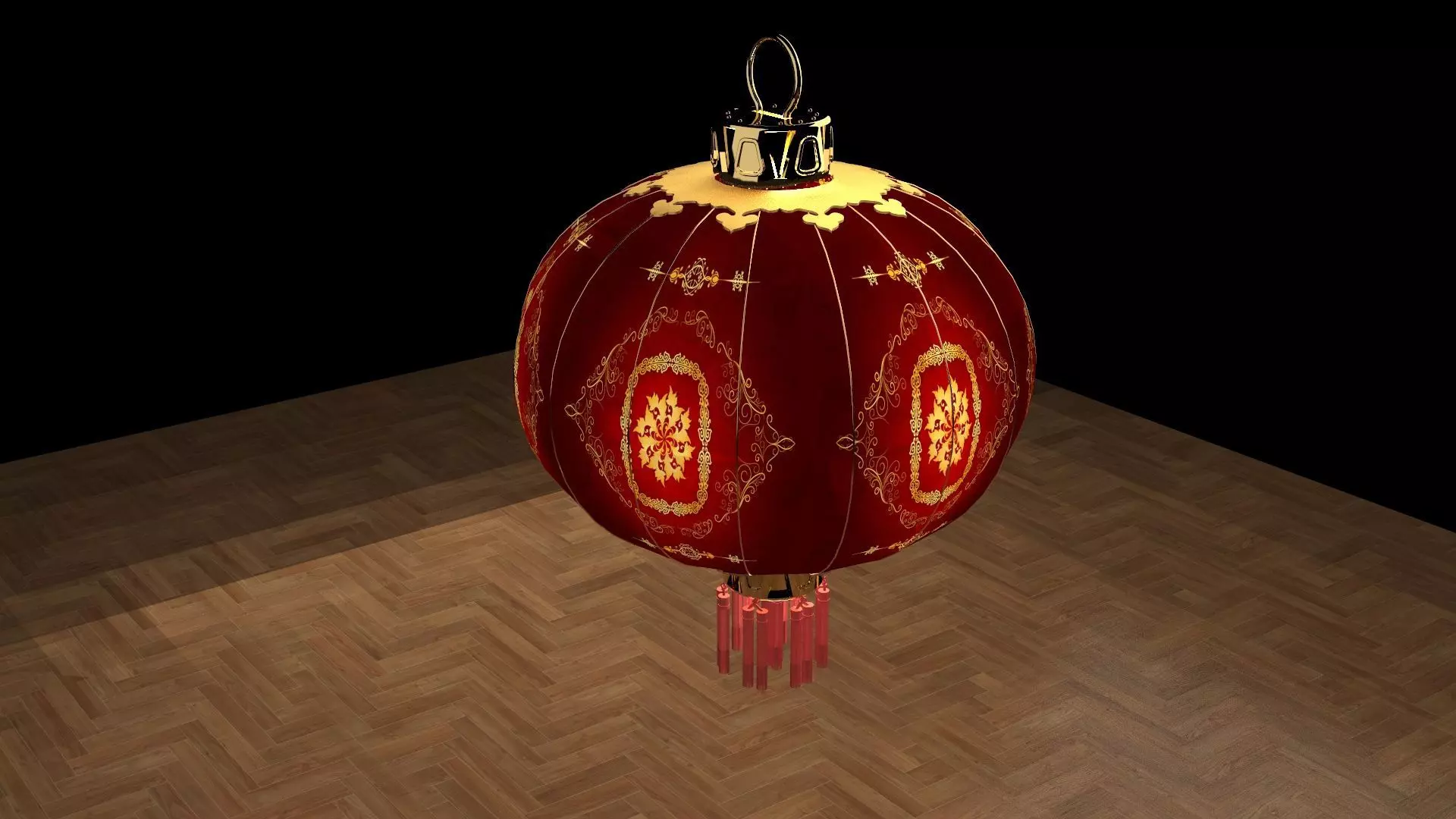 Chinese red lantern 3D model_0