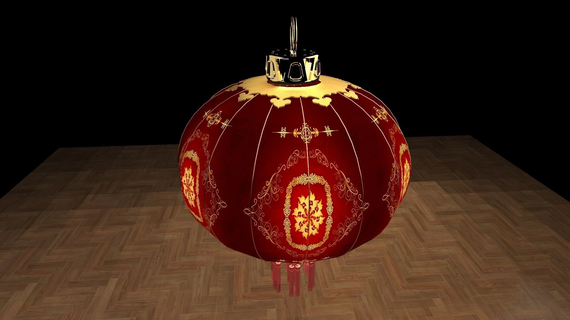 Chinese red lantern 3D model_1