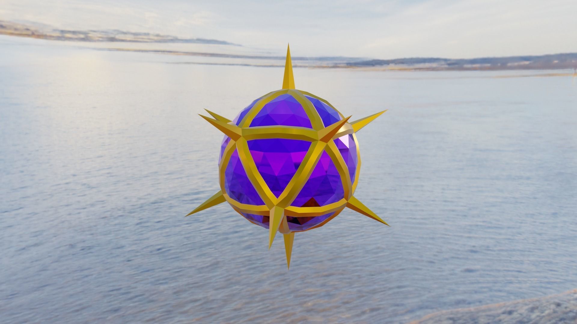 Gold and Gemstone Spike Ball Free low-poly 3D model_17