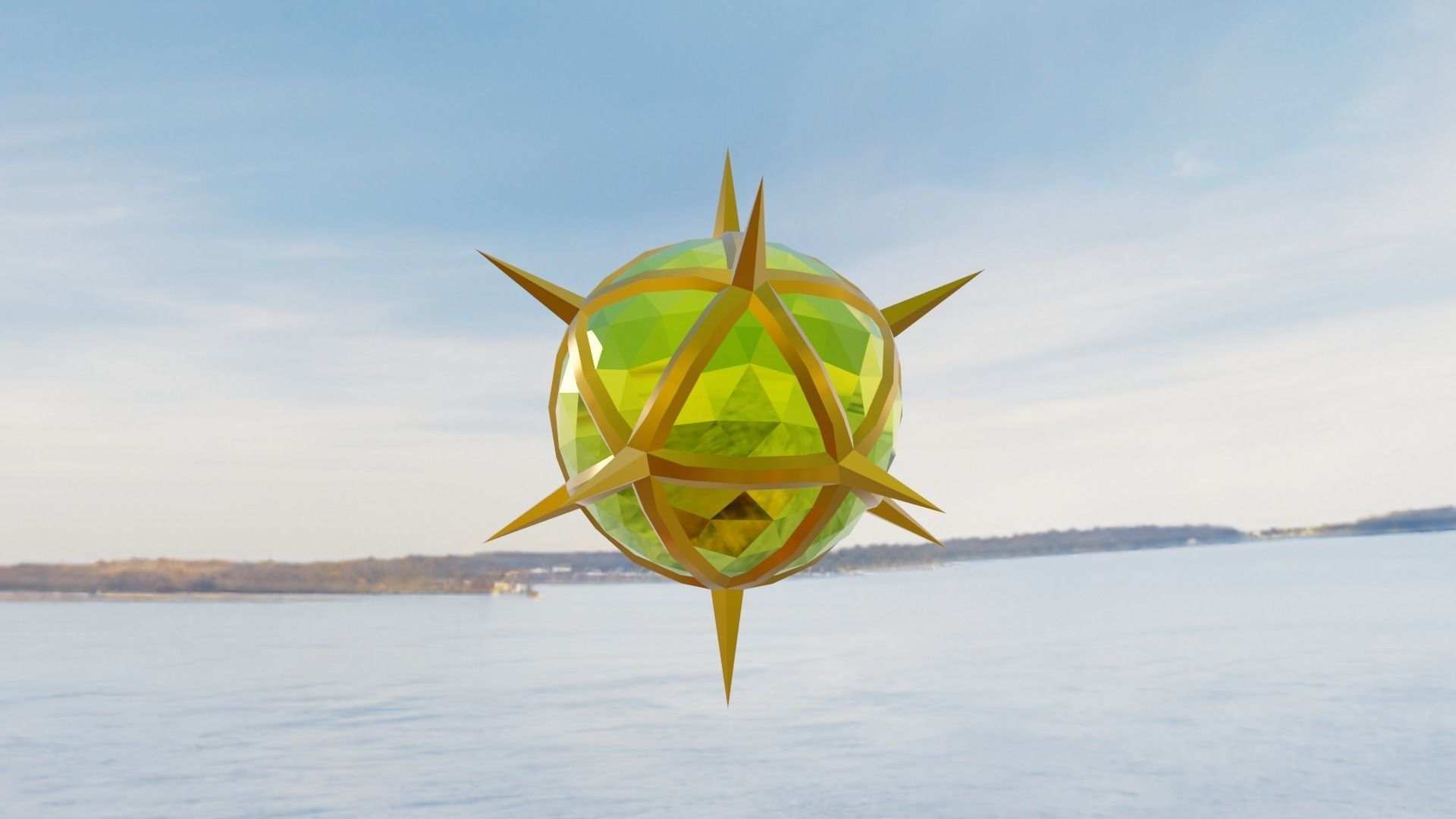 Gold and Gemstone Spike Ball Free low-poly 3D model_25