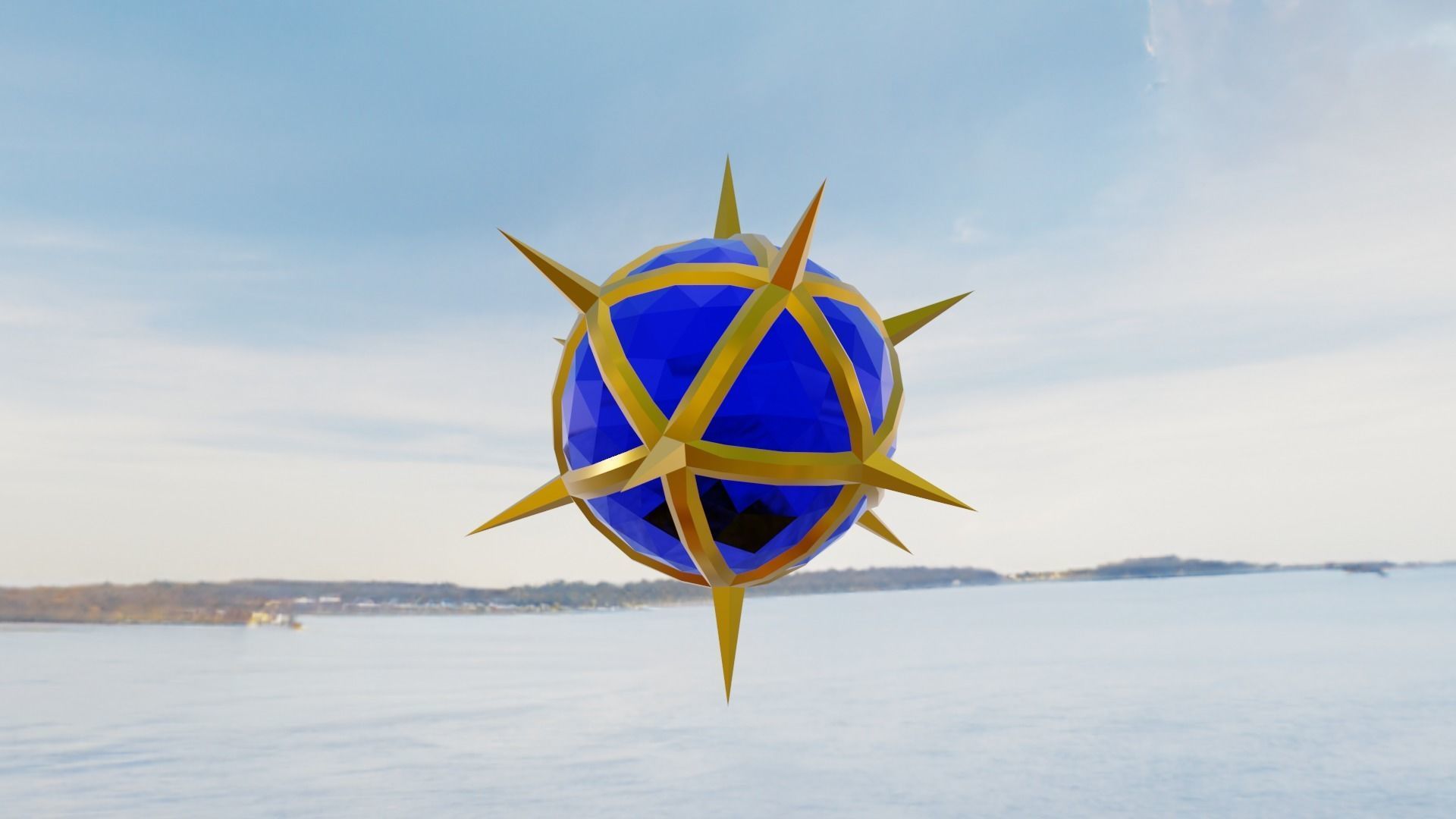 Gold and Gemstone Spike Ball Free low-poly 3D model_7