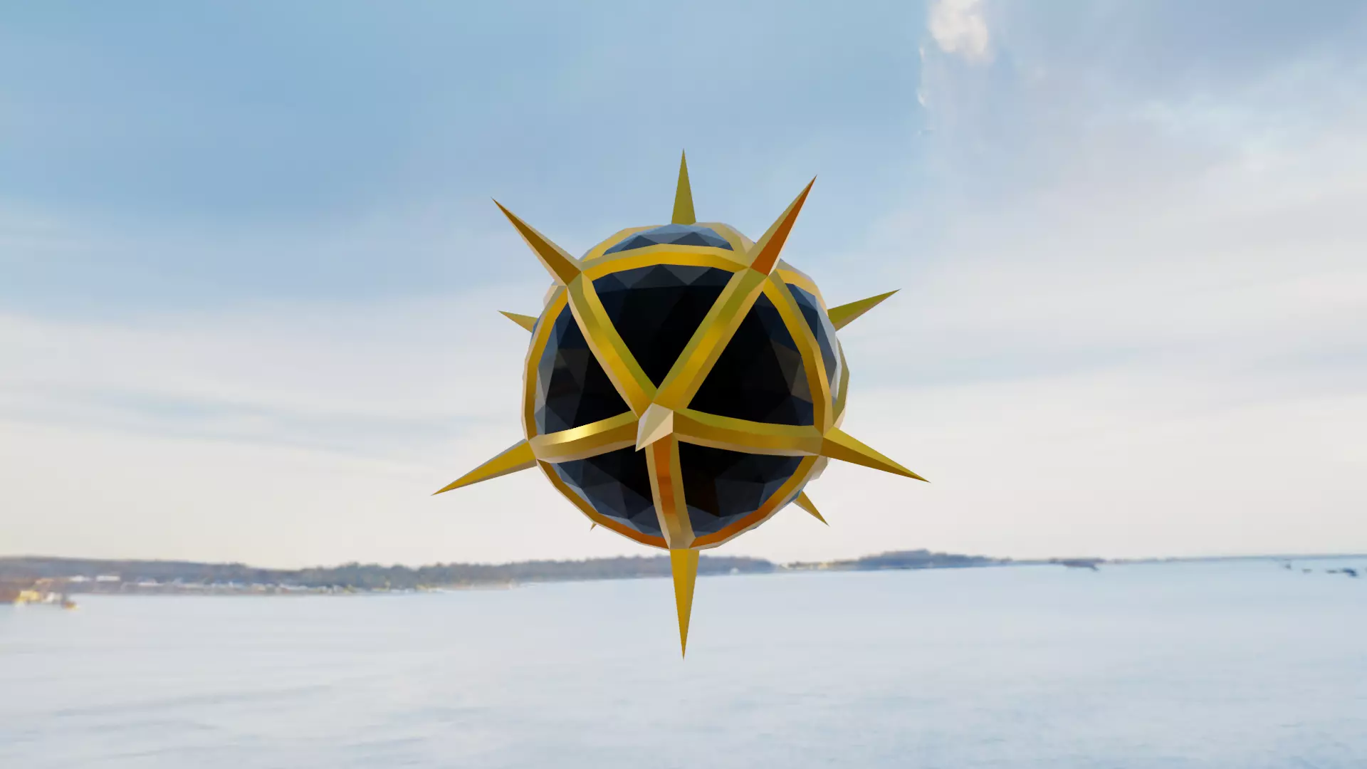 Gold and Gemstone Spike Ball Free low-poly 3D model_0