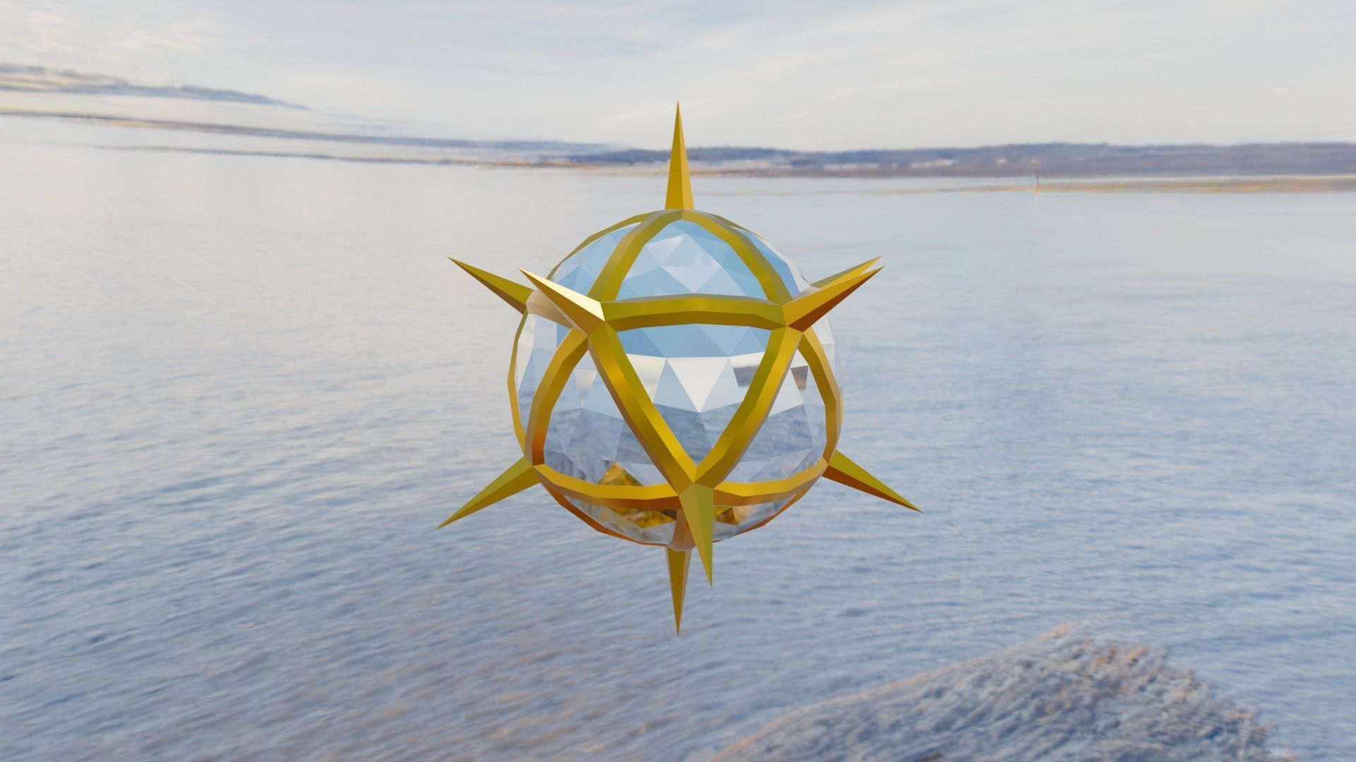 Gold and Gemstone Spike Ball Free low-poly 3D model_21