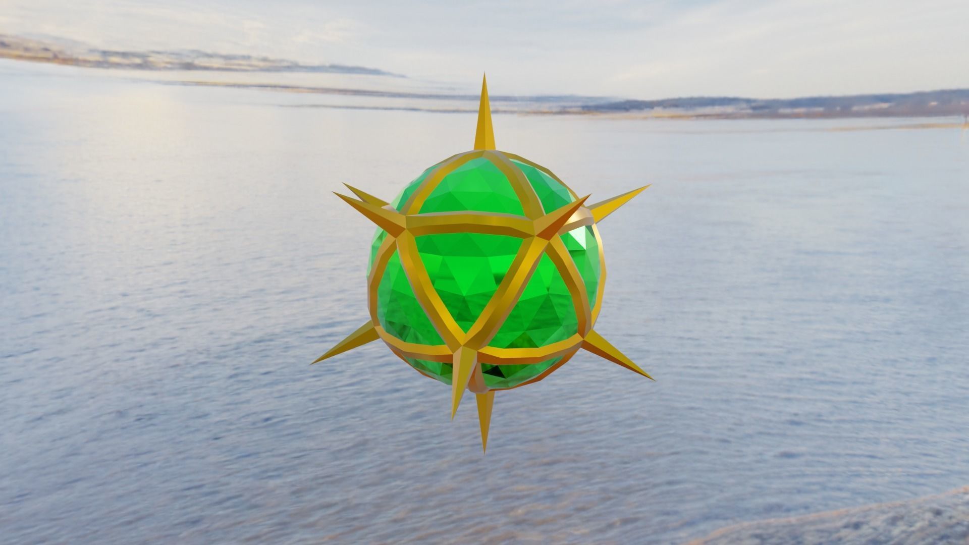 Gold and Gemstone Spike Ball Free low-poly 3D model_12