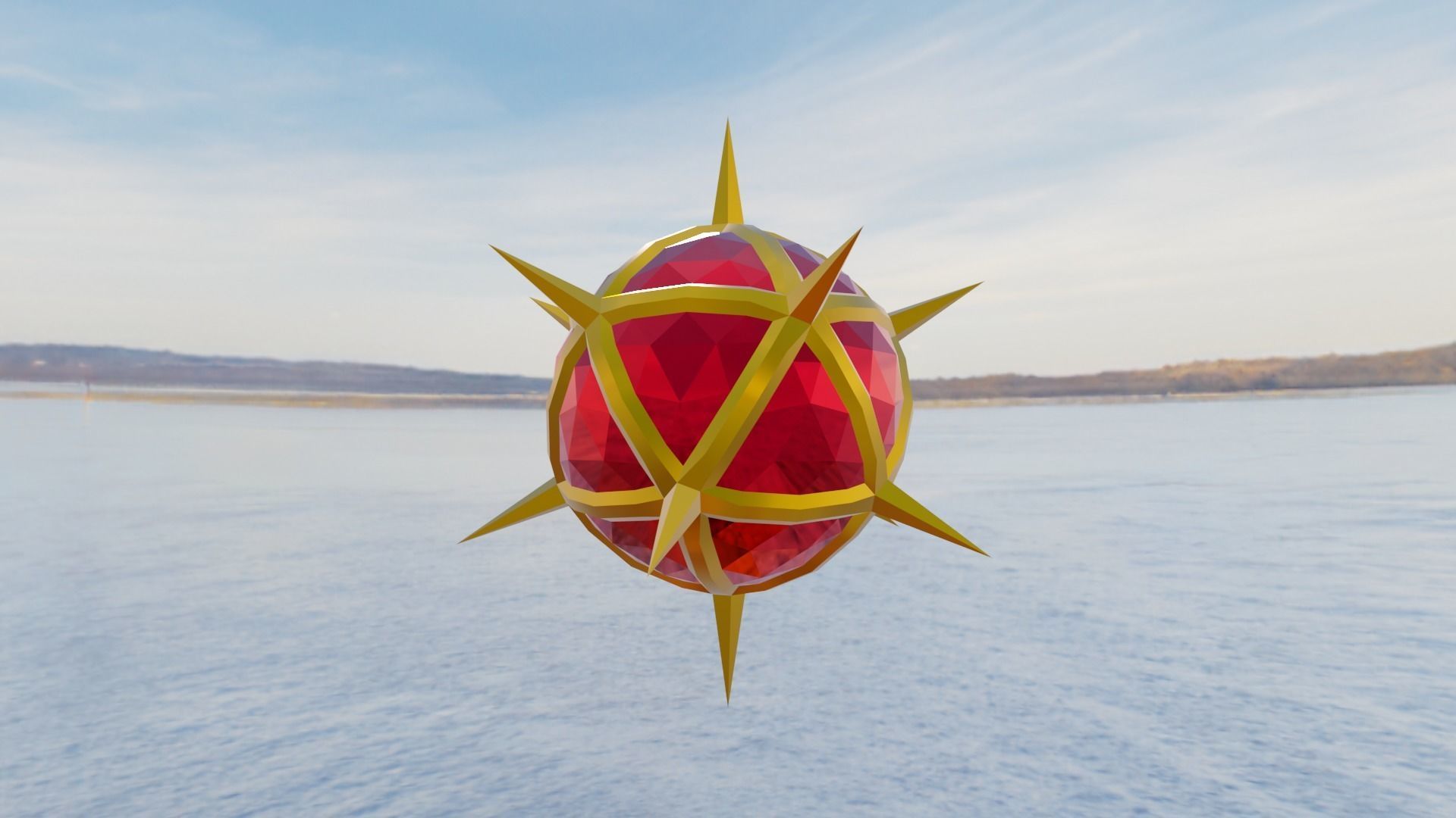 Gold and Gemstone Spike Ball Free low-poly 3D model_18