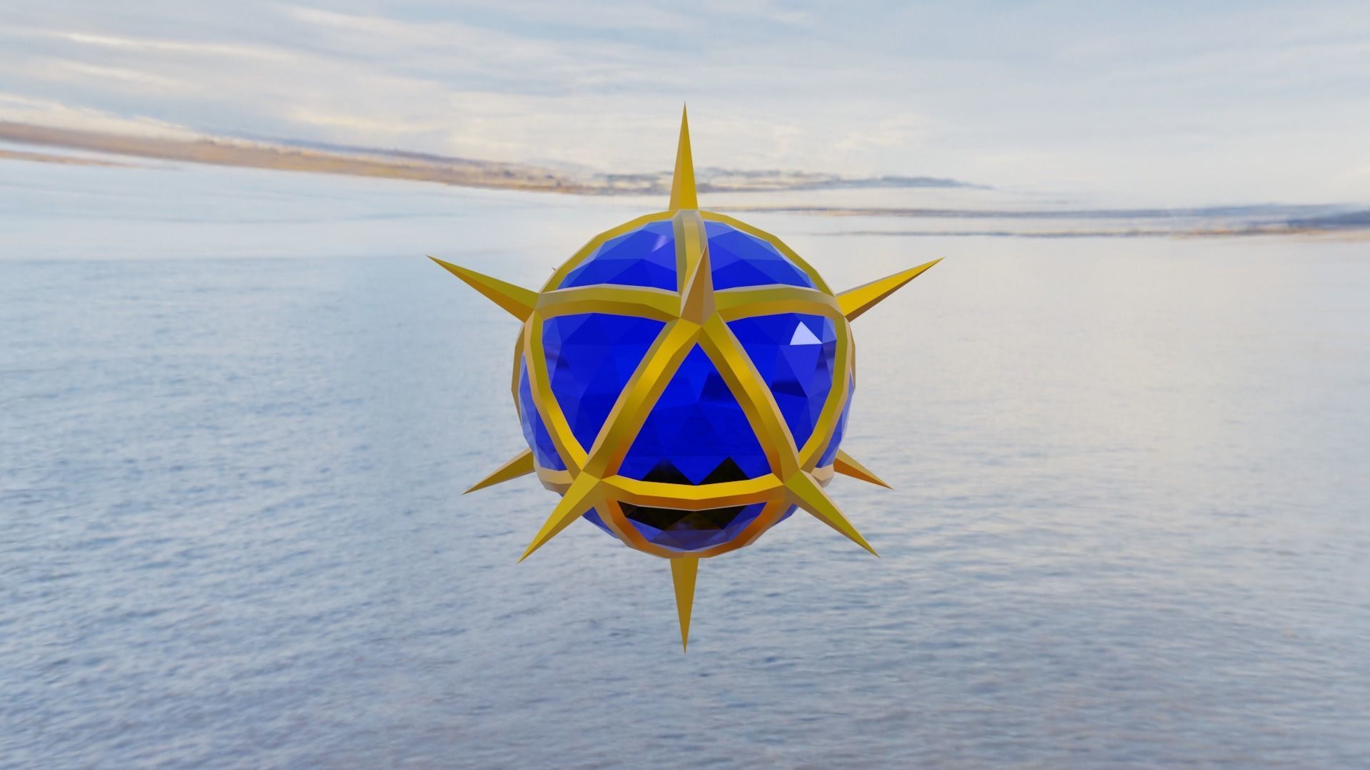 Gold and Gemstone Spike Ball Free low-poly 3D model_9