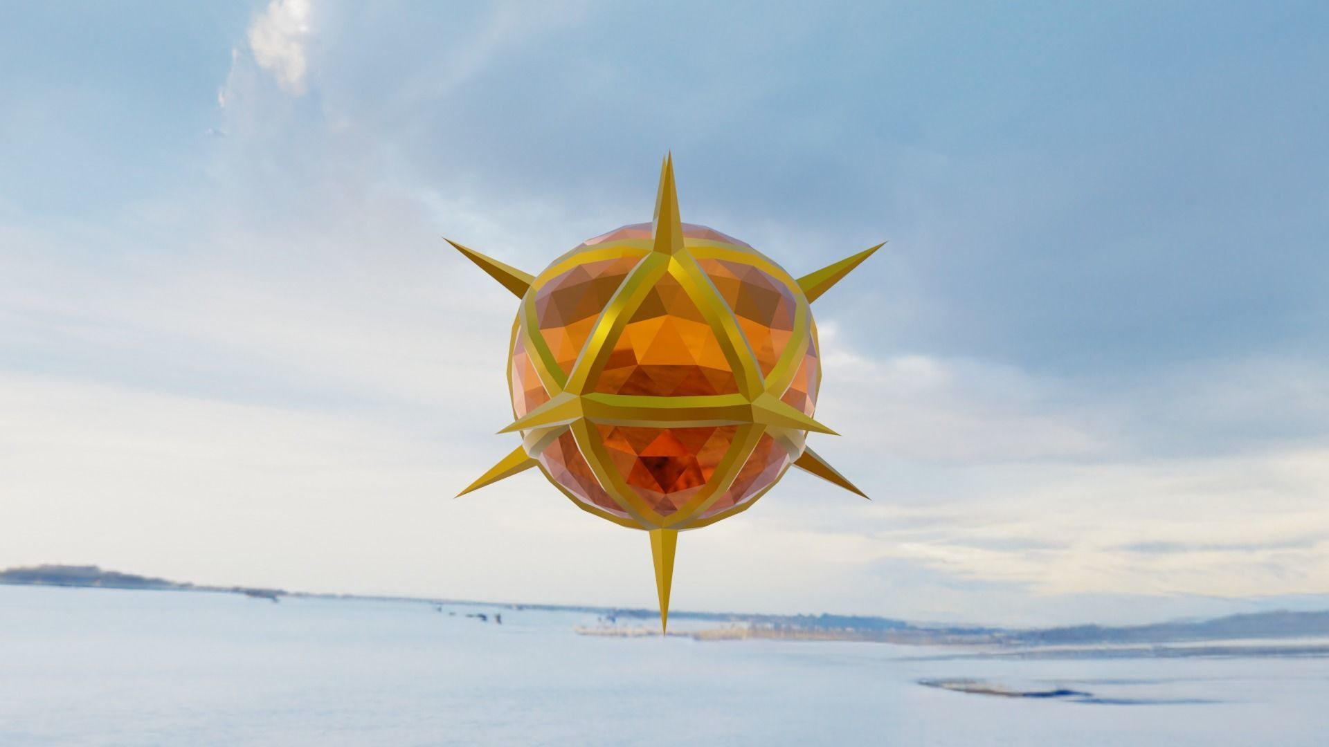 Gold and Gemstone Spike Ball Free low-poly 3D model_11