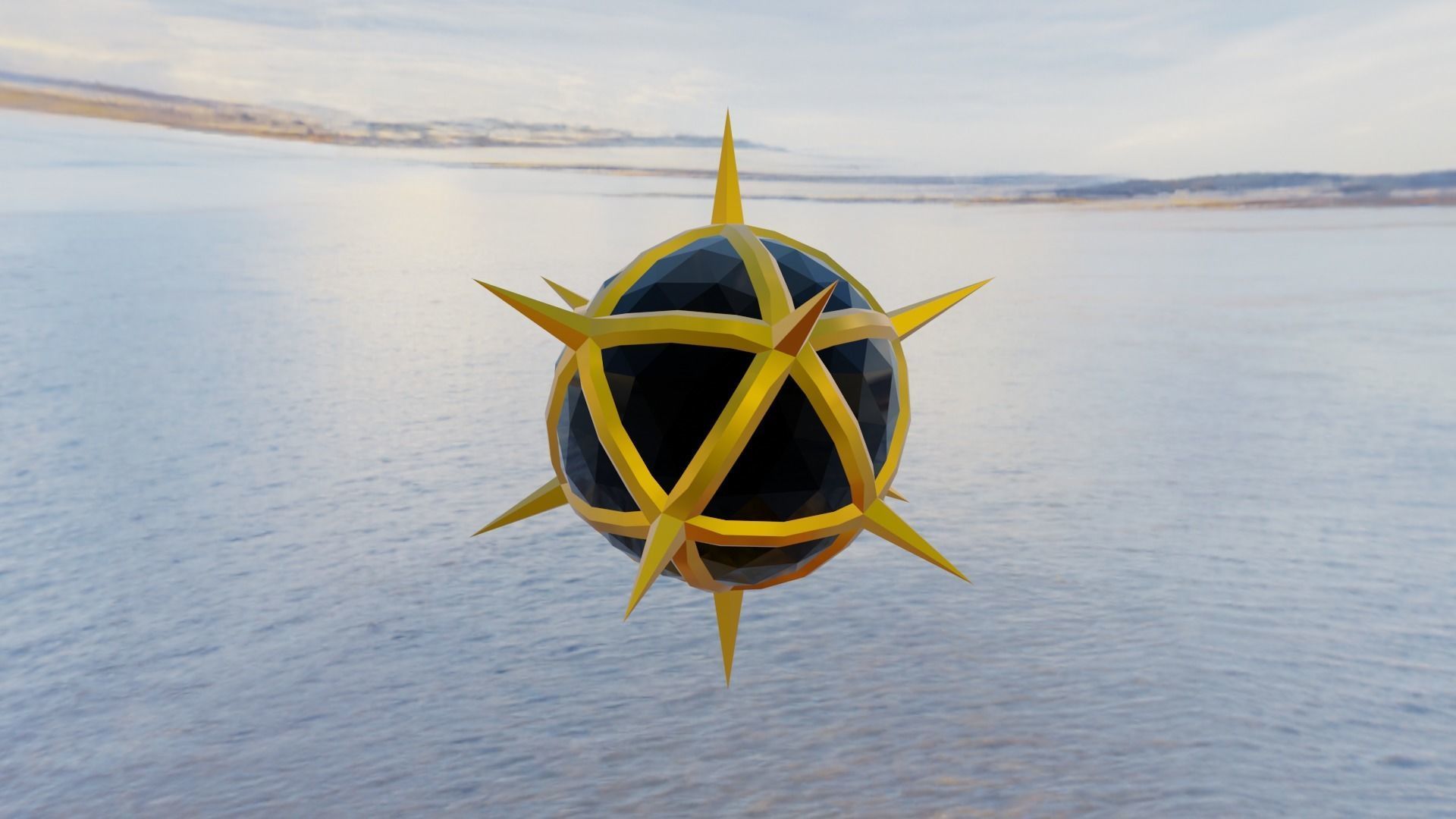 Gold and Gemstone Spike Ball Free low-poly 3D model_8