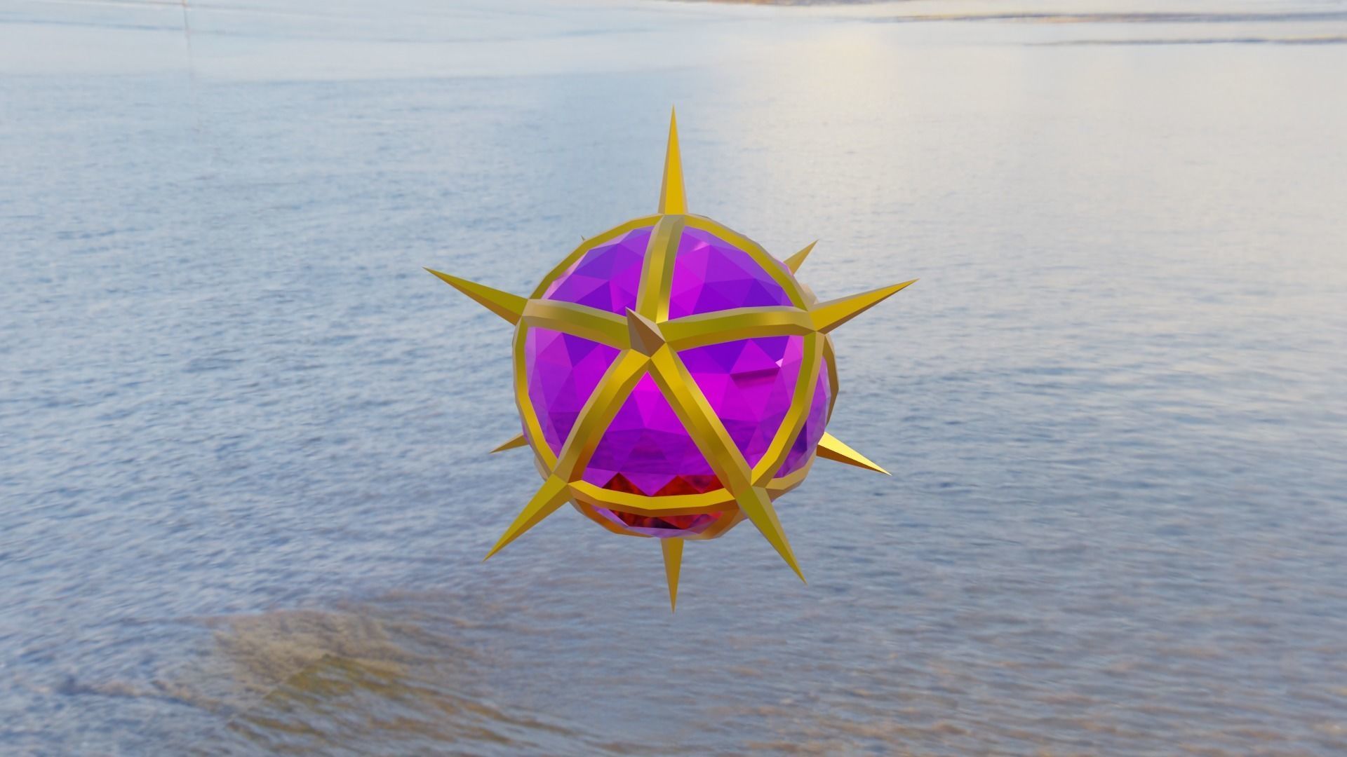 Gold and Gemstone Spike Ball Free low-poly 3D model_15
