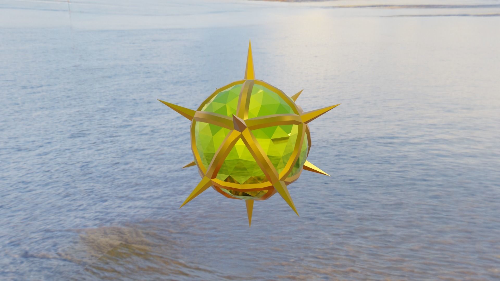 Gold and Gemstone Spike Ball Free low-poly 3D model_24