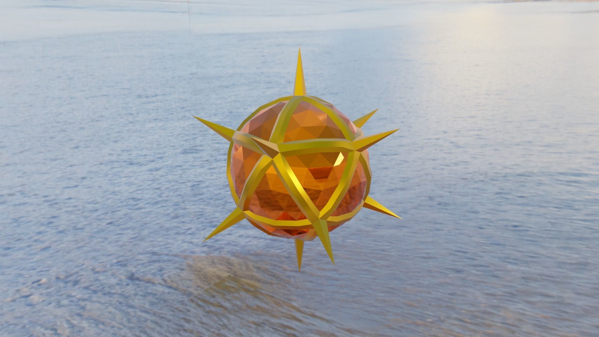 Gold and Gemstone Spike Ball Free low-poly 3D model_13