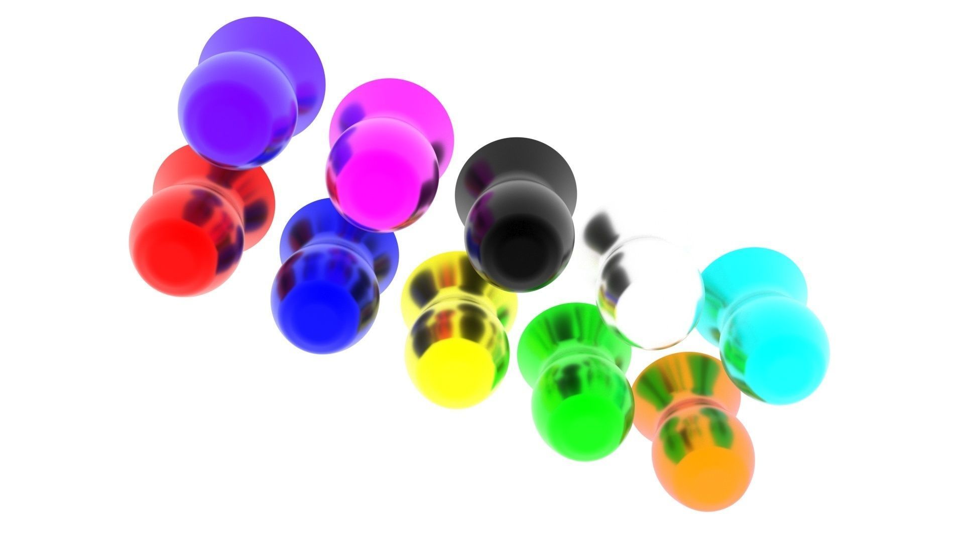 Colored Metallic Vases Set 3D model_12