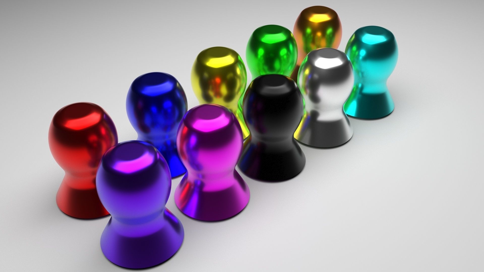 Colored Metallic Vases Set 3D model_5