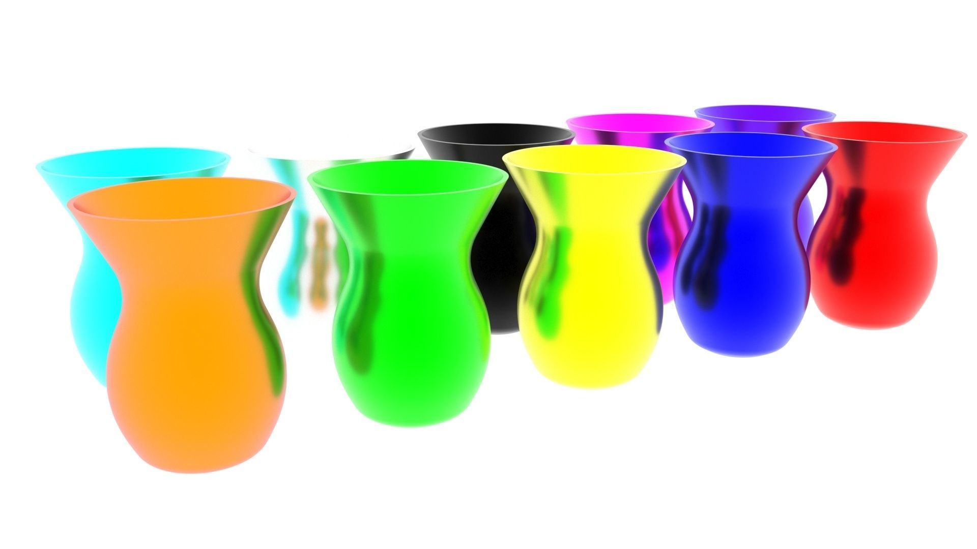 Colored Metallic Vases Set 3D model_10