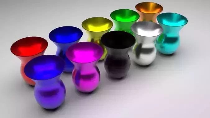 Colored Metallic Vases Set