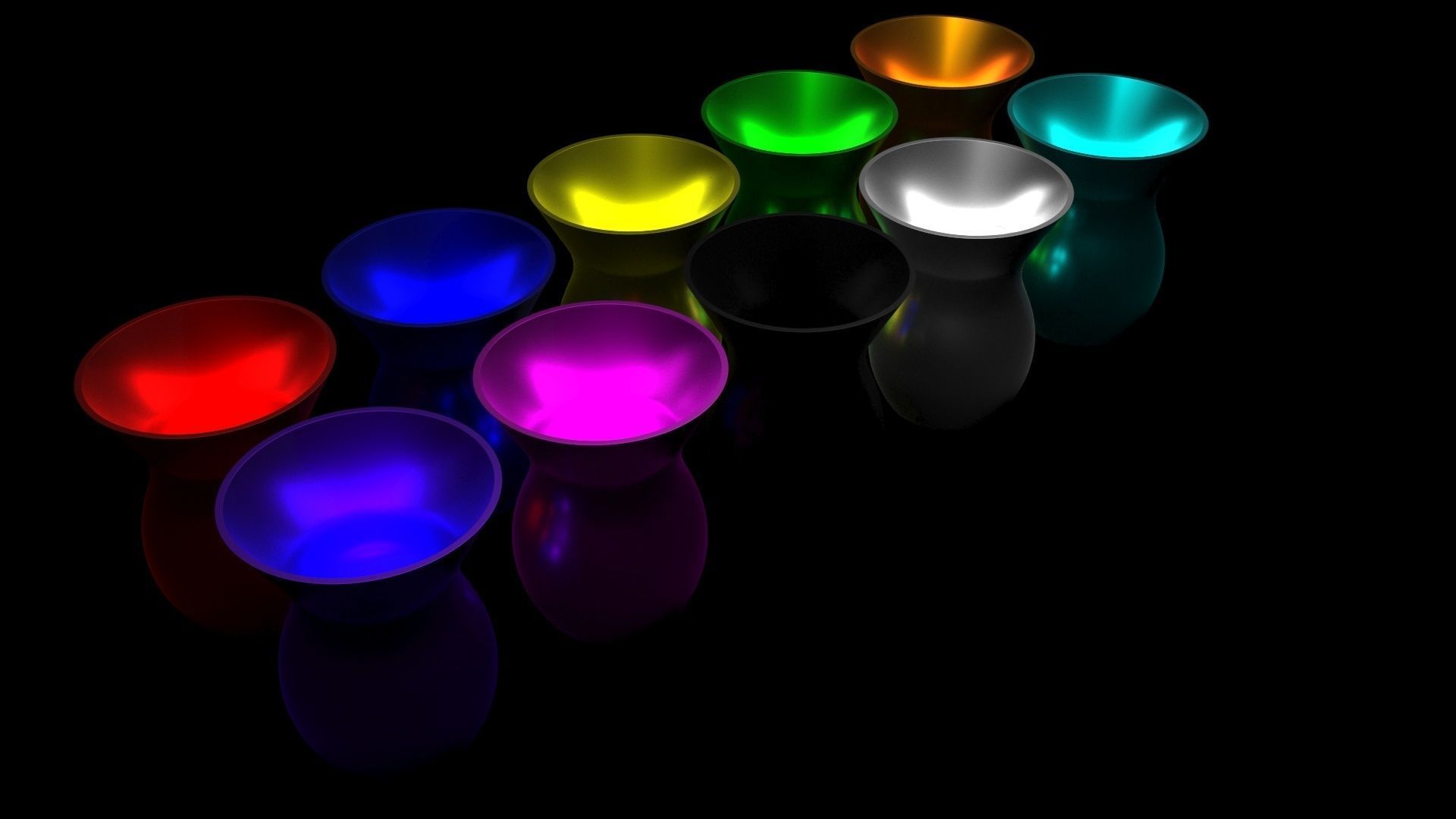 Colored Metallic Vases Set 3D model_7