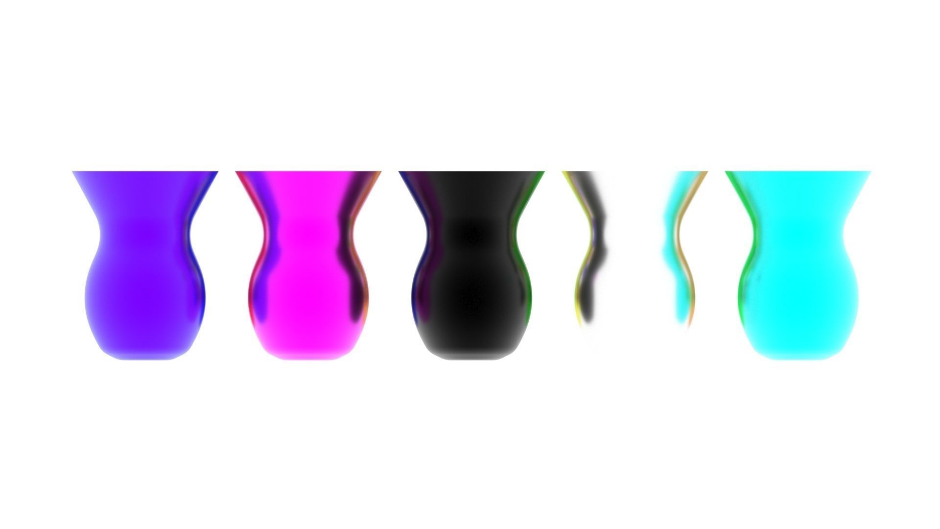 Colored Metallic Vases Set 3D model_13