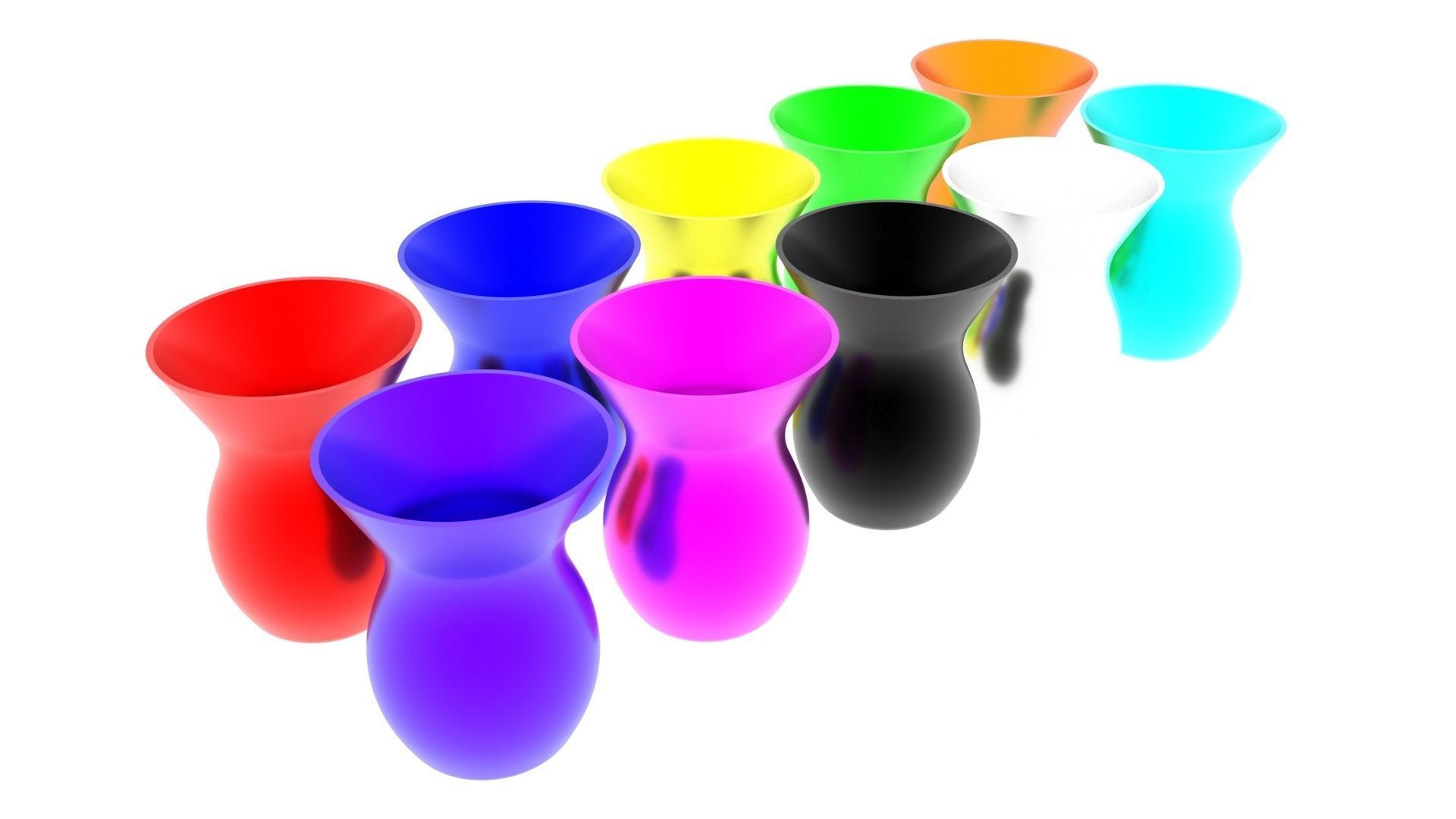 Colored Metallic Vases Set 3D model_8