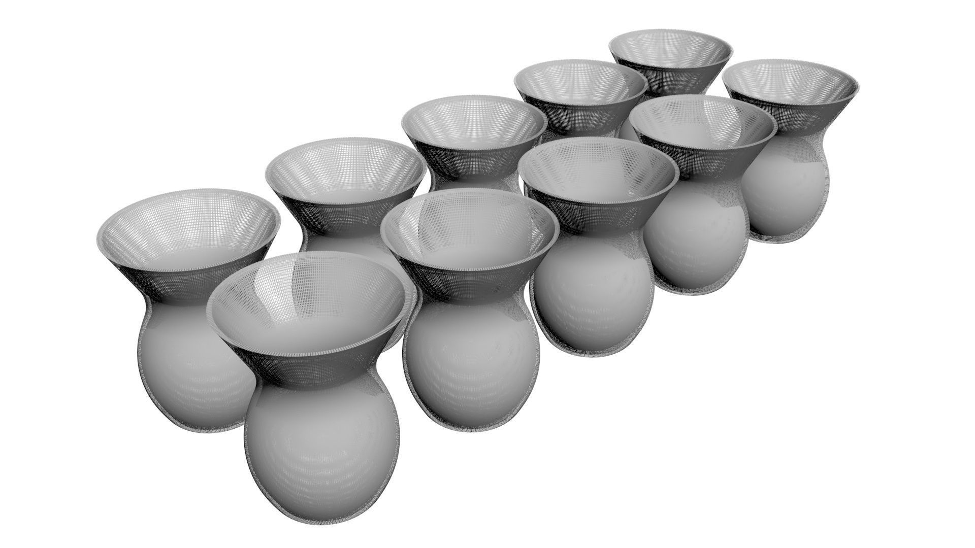 Colored Metallic Vases Set 3D model_17