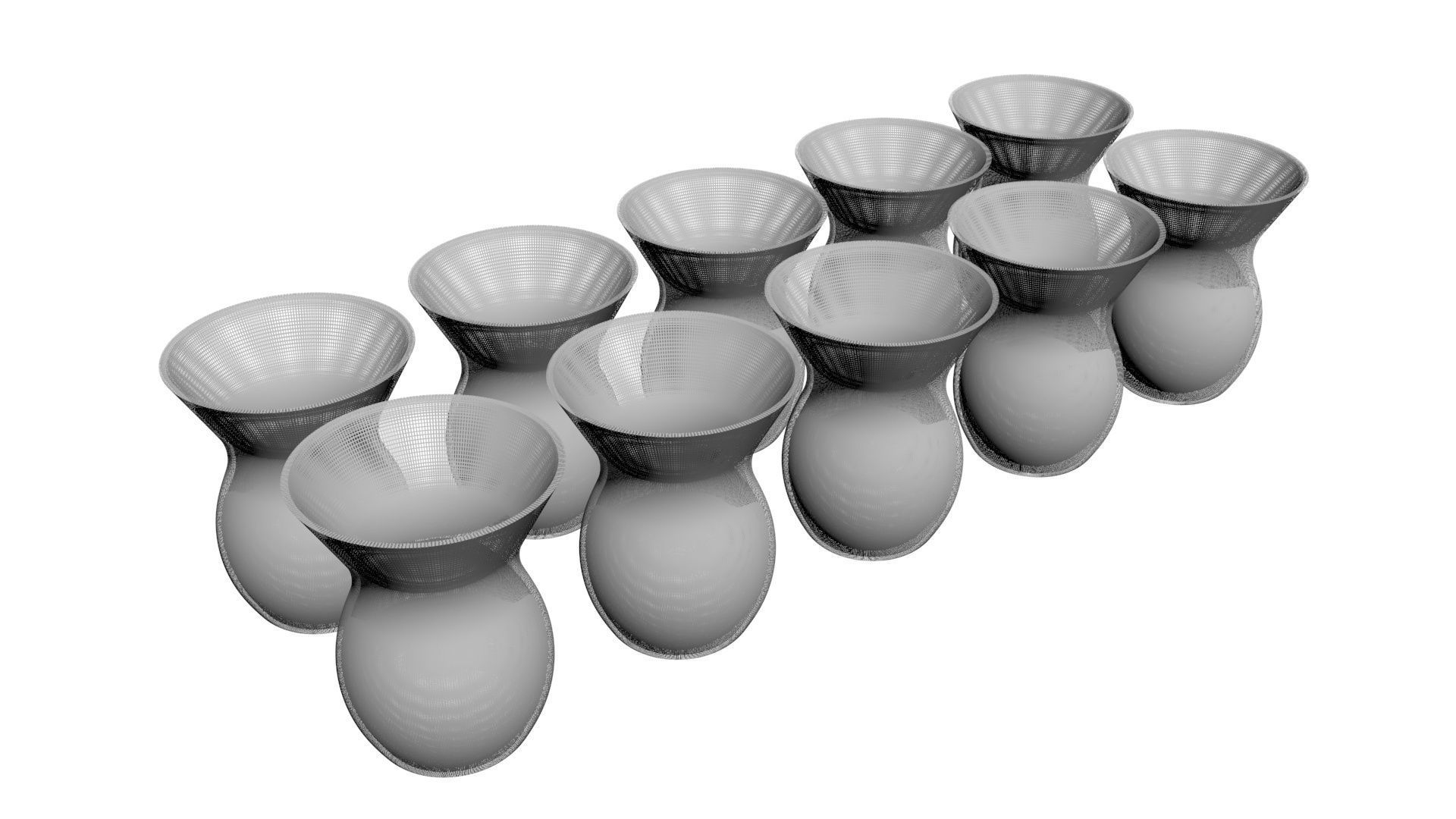 Colored Metallic Vases Set 3D model_19