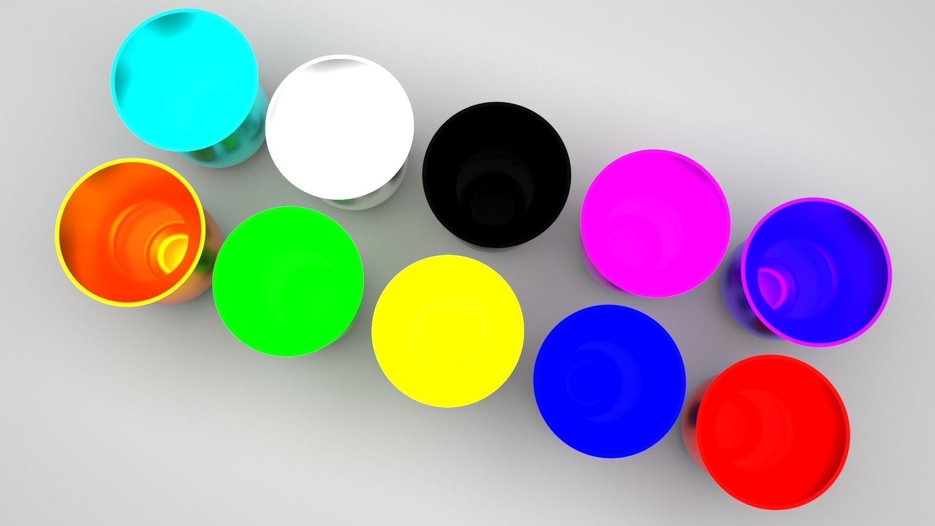 Colored Metallic Vases Set 3D model_3