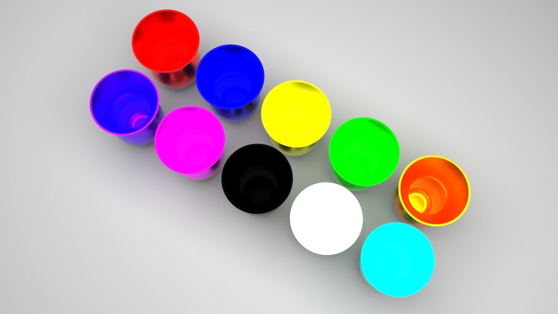 Colored Metallic Vases Set 3D model_1