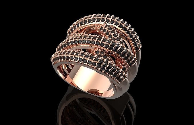 Fashion Ring With Brilliants 3D Print Model 3D print model