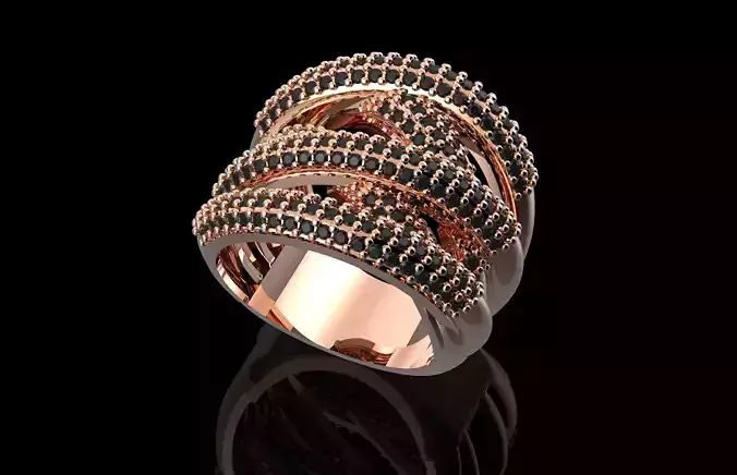 Fashion Ring With Brilliants 3D Print Model