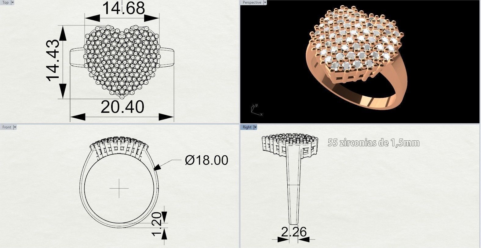 Fashion Ring With Brilliants 3D Print Model 3D print model_6