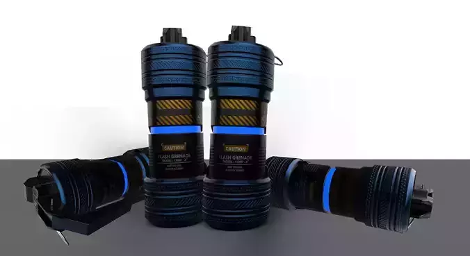 Flash Bang Grenade - Game Ready - Low Poly 3D Model