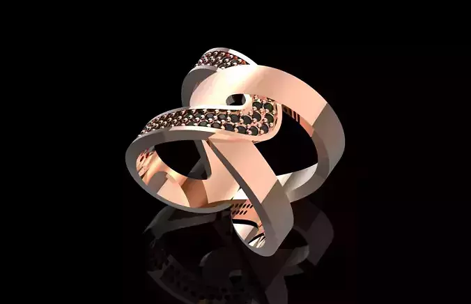 Fashion Ring With Brilliants 3D Print Model