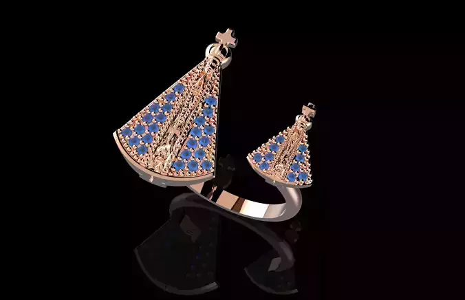 Nossa Senhora Aparecida Ring With Brilliants 3D Print Model