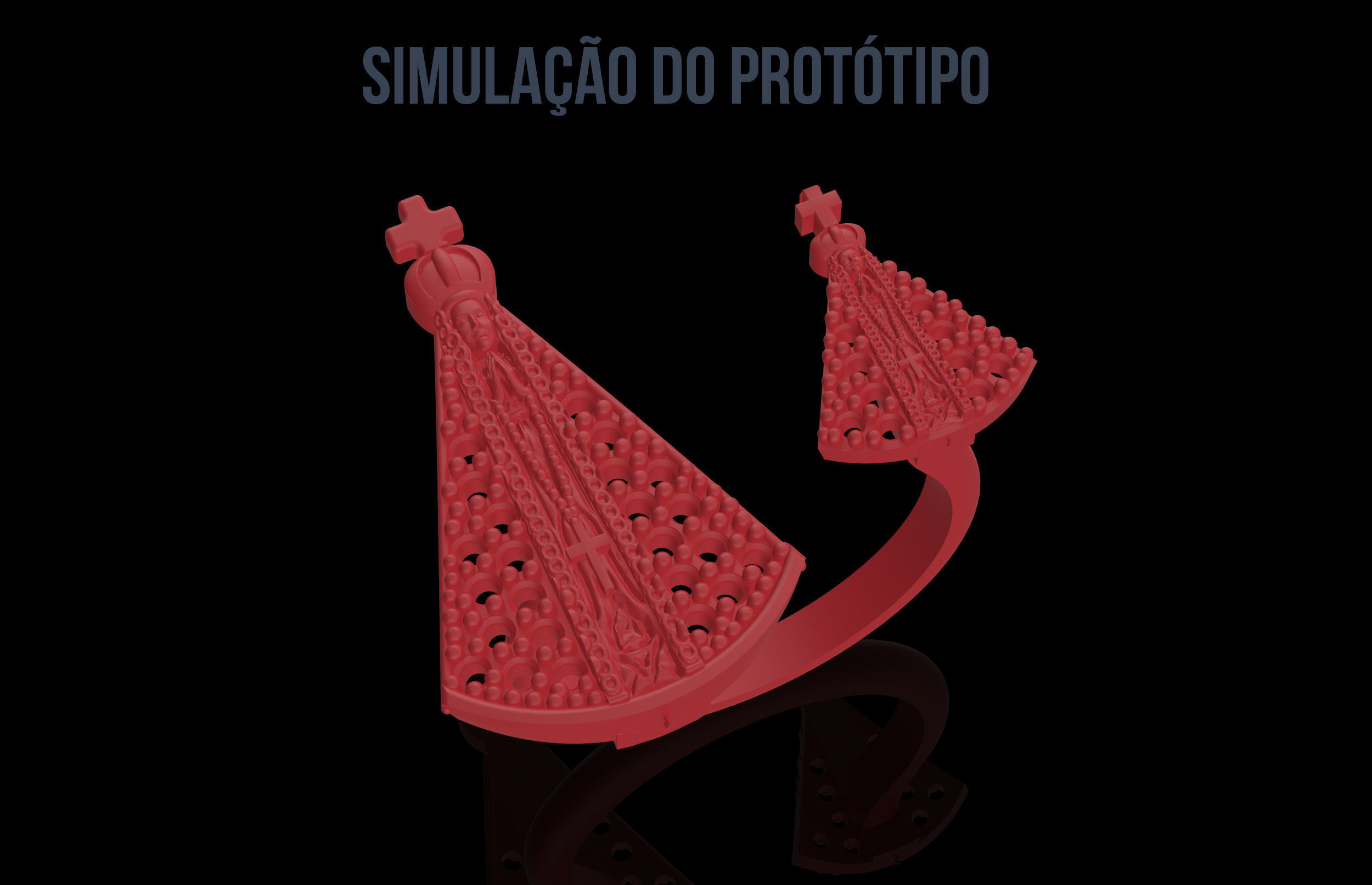 Nossa Senhora Aparecida Ring With Brilliants 3D Print Model 3D print model_6