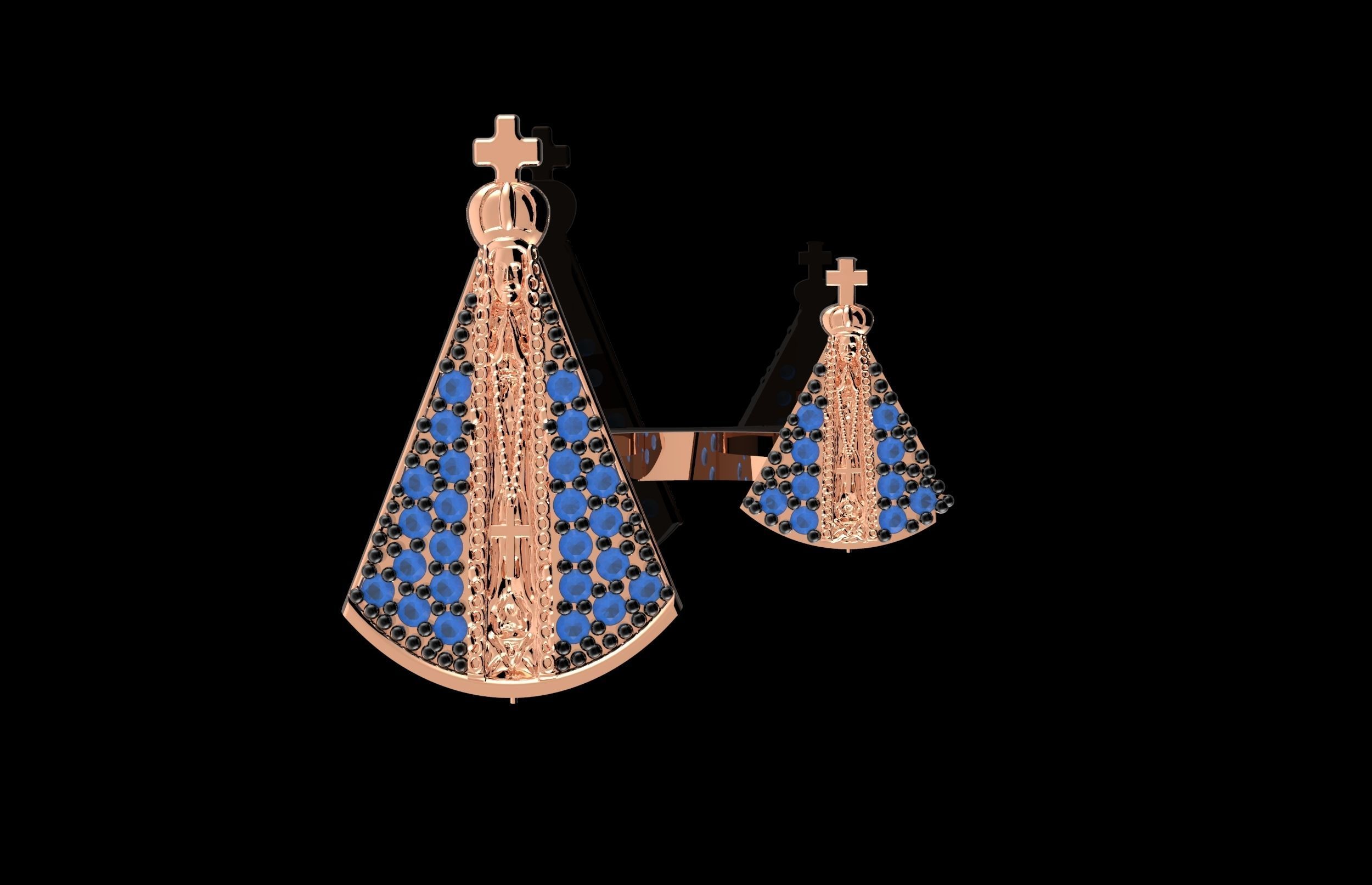 Nossa Senhora Aparecida Ring With Brilliants 3D Print Model 3D print model_3