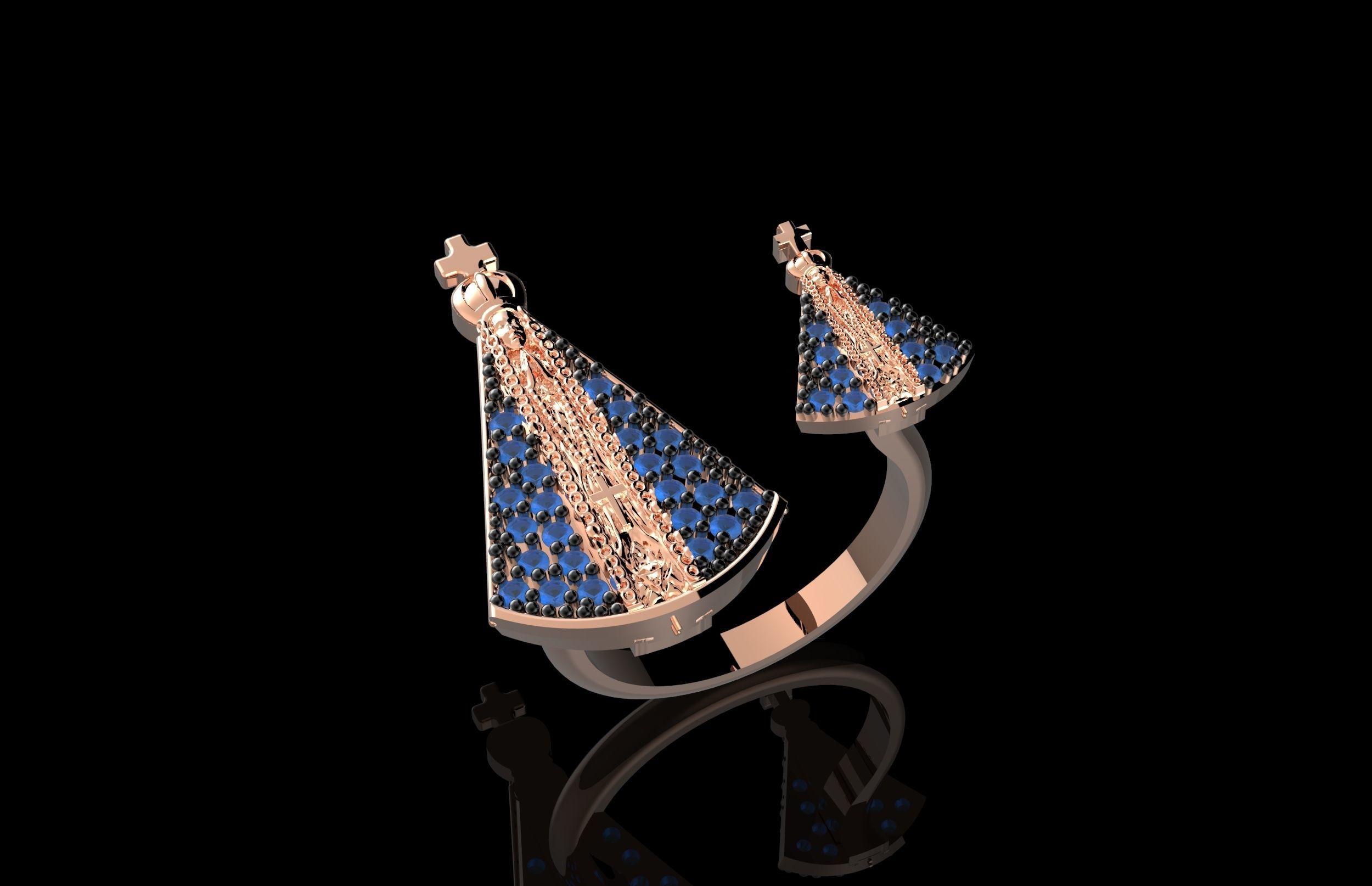 Nossa Senhora Aparecida Ring With Brilliants 3D Print Model 3D print model_5