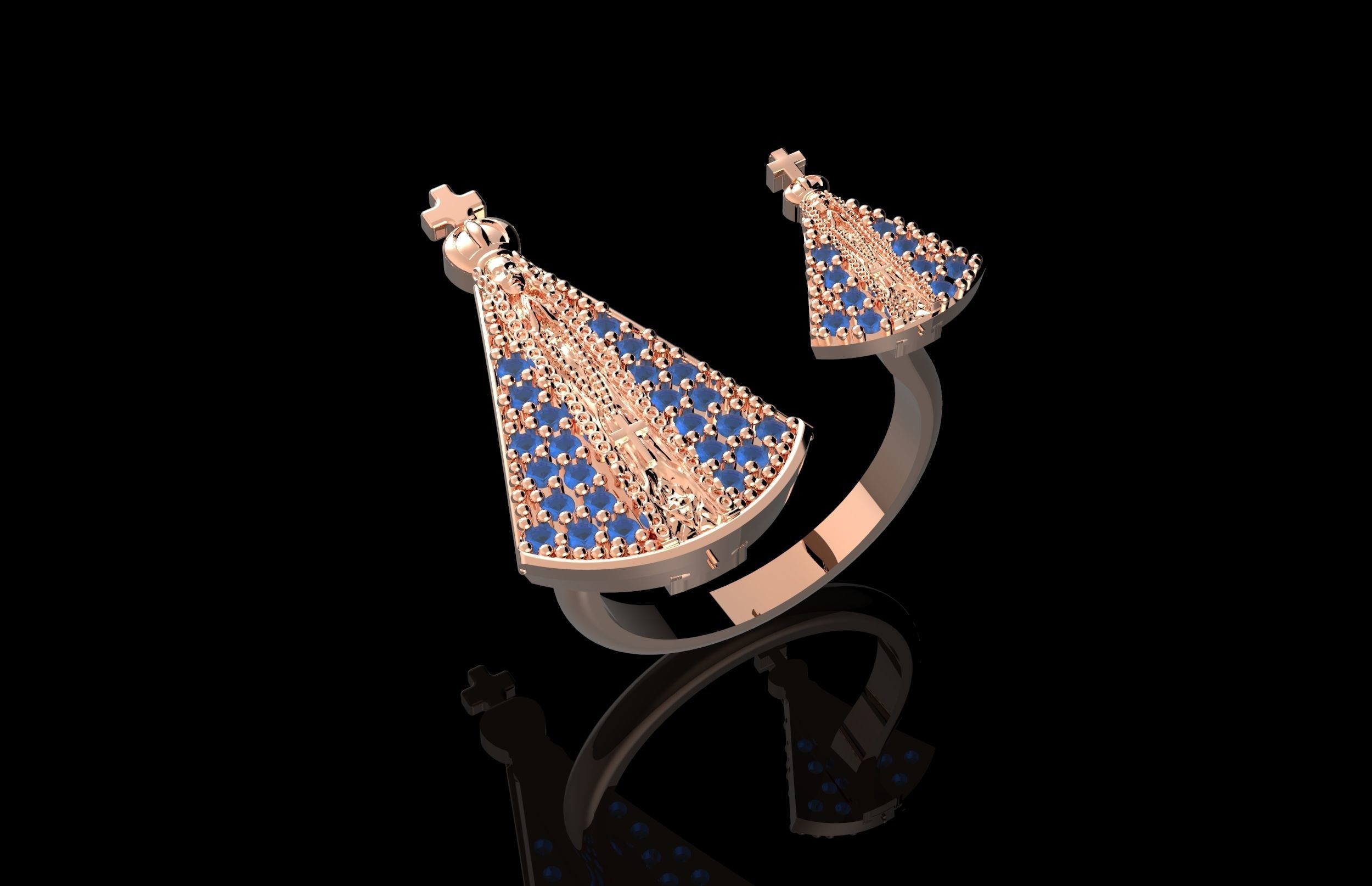 Nossa Senhora Aparecida Ring With Brilliants 3D Print Model 3D print model_1