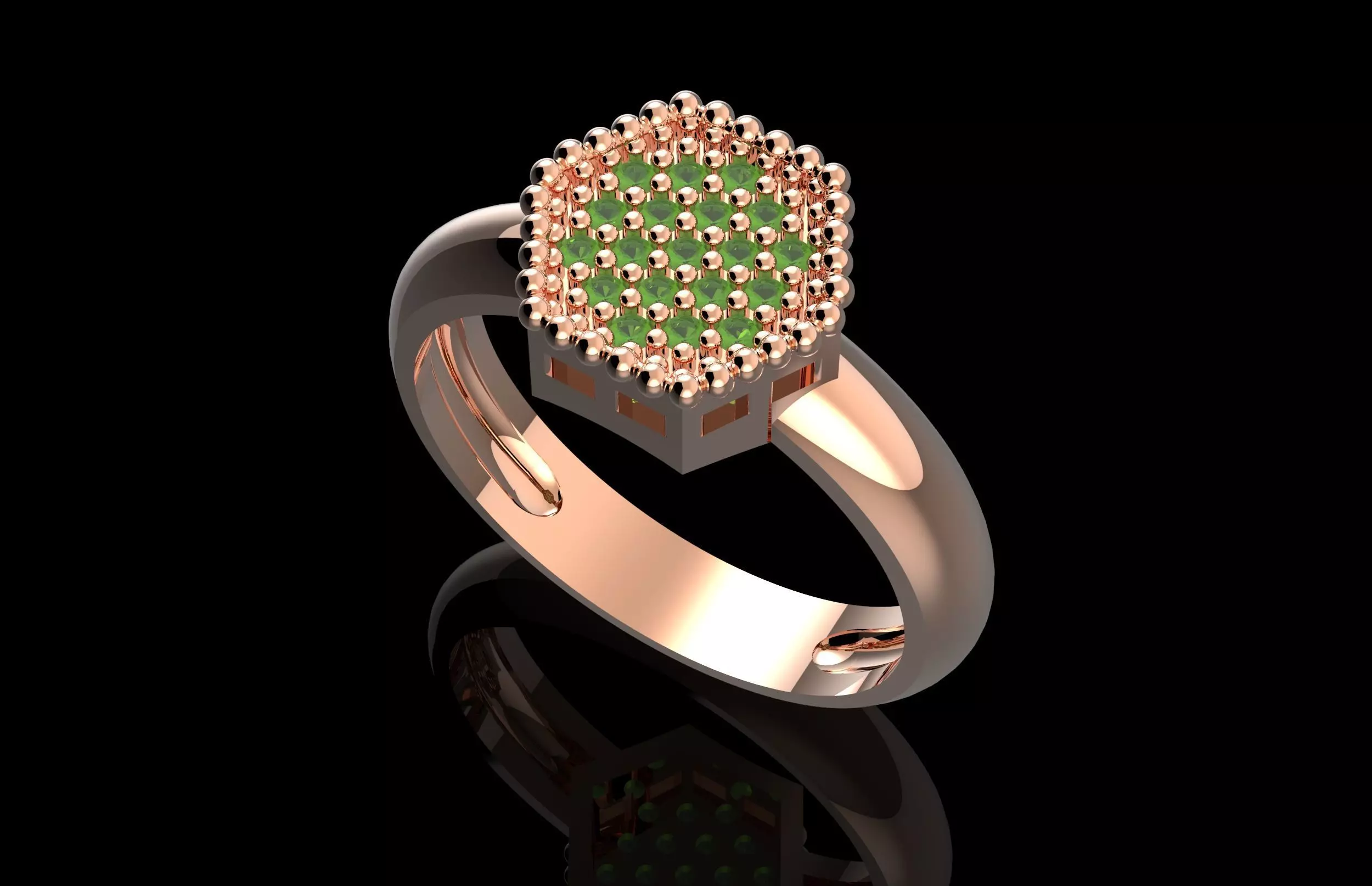 Fashion Octagonal Ring With Brilliants 3D Print Model 3D print model_0